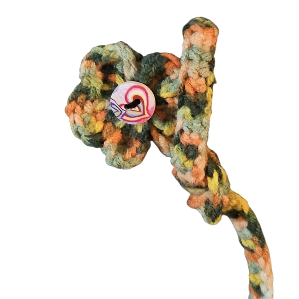 Handmade Bookmark Crochet Purse Charm Floral multicolor Zipper pull Bohemian